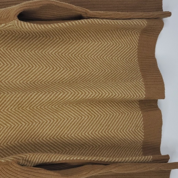 Express Lambswool Sweater Crewneck Tan Herringbone Print Thick Warm Mens XL - Picture 4 of 10